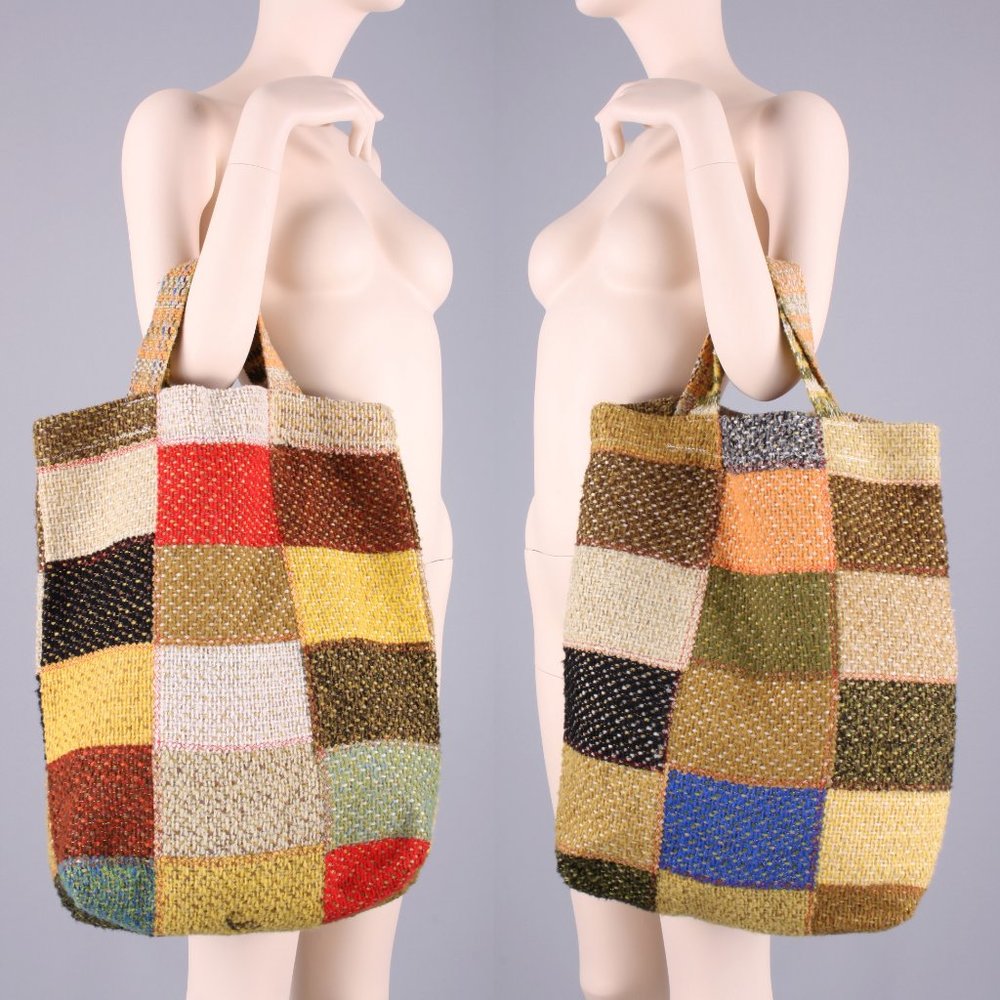 Vintage 70s Patchwork Shopper Hippie Tote Bag - Picture 1 of 7
